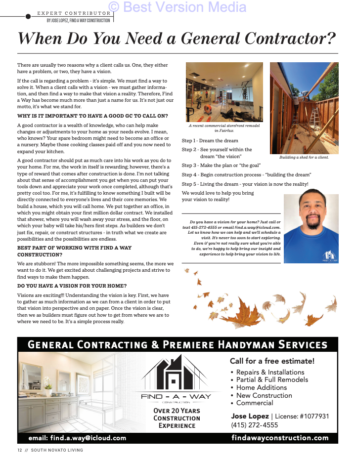 south novato living find a way construction