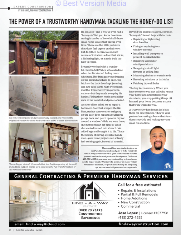The Power of a Trustworthy Handyman: Tackling the Honey-Do List